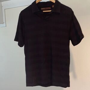 Perry Ellis Black Polo with Subtle Stripe Texture. Size M.